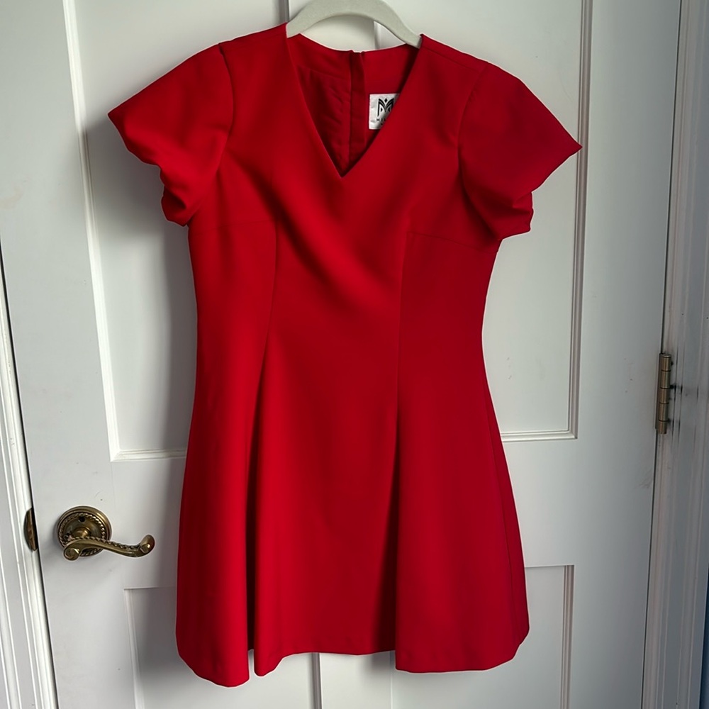 Milly Minis Red Puffy Sleeve V-neck Dress - size 2